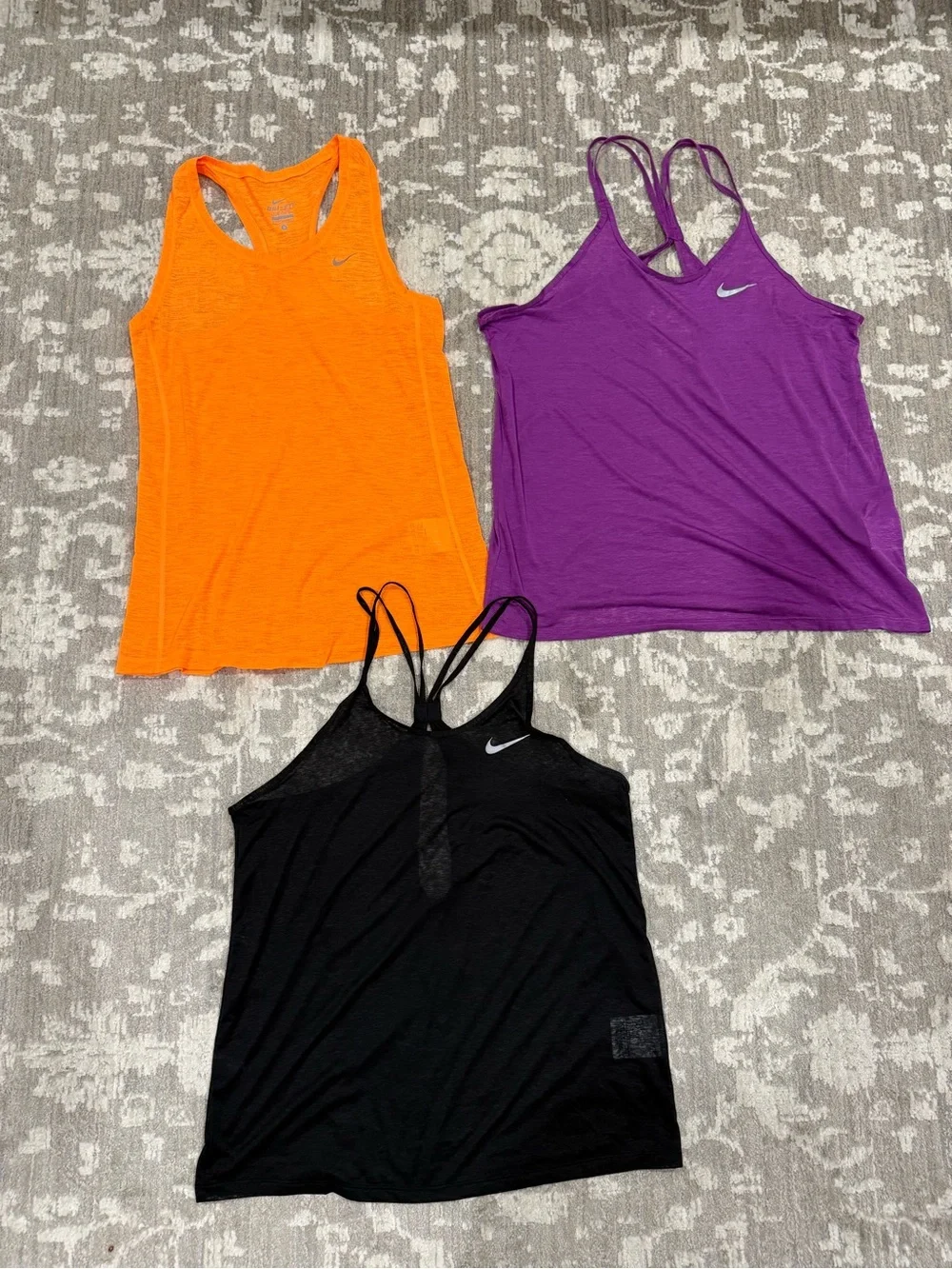 Nike Women's Tank Tops — Black, Orange & Purple Trio